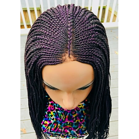 2Chique Boutique Women's Cornrow Fulani Braided Wig, Color Purple 28 Inches