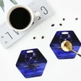 thumbnail image 4 of Naloa Steel Skull Leather Coasters for Drinks, Durable Drink Coasters 4 Set for Tabletop Protection, Luxurious Home Décor and Housewarming Gift ( {designName})Hexagon, 4 of 6