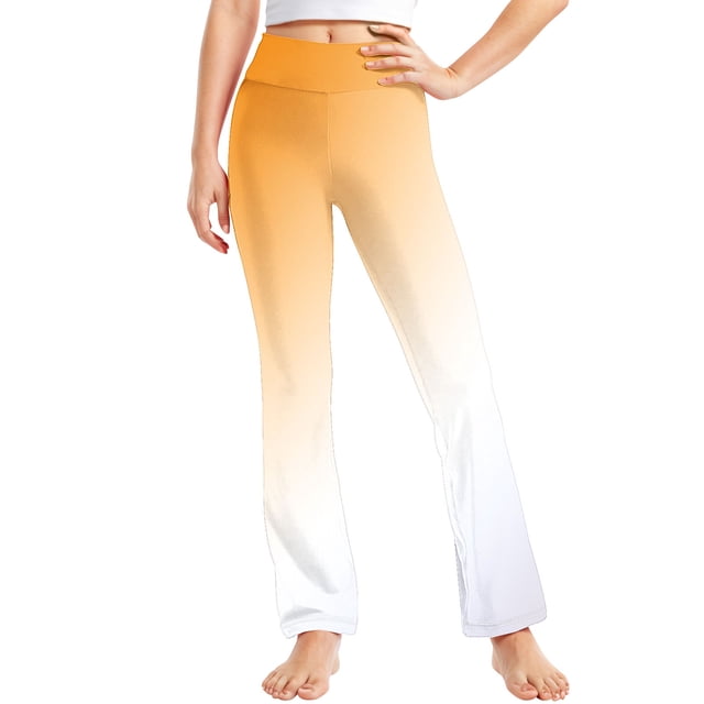 Odeerbi 2-13 Años Niñas Pierna Ancha Pantalones Yoga Gradiente Workout Danza Deportes Atlético Pantalones Elasticidad Lindo Alta Cintura Pantalones Pierna Recta
