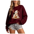 thumbnail image 5 of Enyan Halloween Shirt Women Spooky Season Long Sleeve Ghost Graphic Shirt Fall Pumpkin Tops Halloween Tshirt Women Wine,XXL, 5 of 6