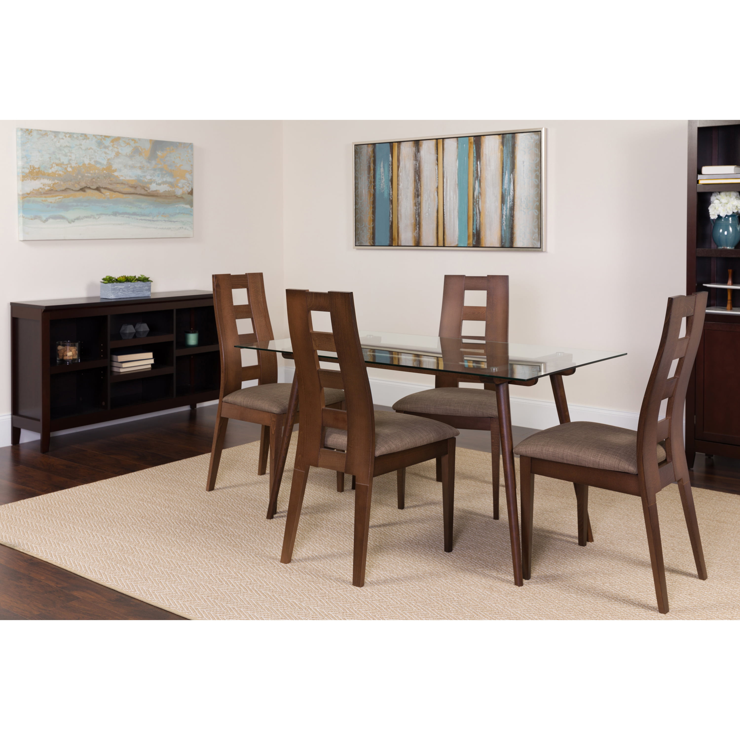 Flash Furniture Hanford 5 Piece Espresso Wood Dining Table Set