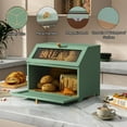 thumbnail image 6 of CBJCBJ 15.1" Gold-Trimmed Wooden Bread Box | 2-Tier Countertop Organizer | Vintage-Inspired Pantry Decor（GREEN）, 6 of 7