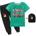 thumbnail image 1 of Juego Roblox de dos piezas para niños y niñas, traje de camiseta de manga corta y sombrero, algodón fino bidimensional, periférico, el mejor regalo, nuevo, 1 of 4
