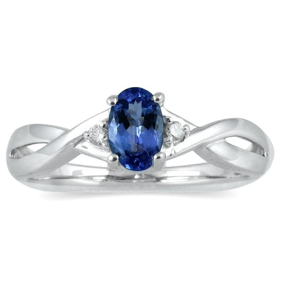 SZUL Women's Sapphire and Diamond Ring in 10K White Gold