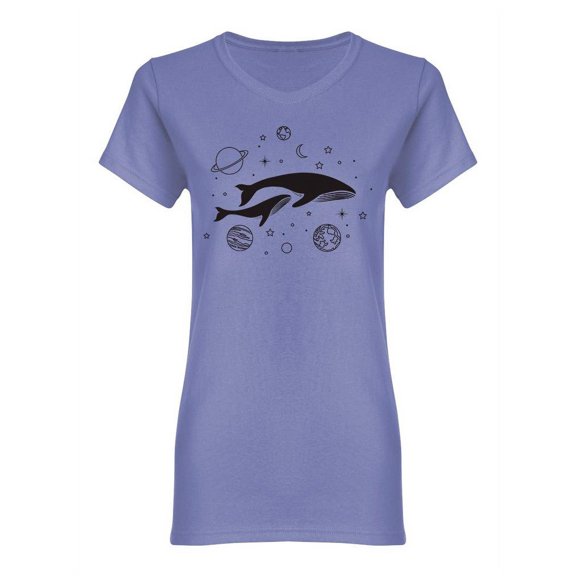 Whales On Space Shaped T-Shirt Women -Image by Shutterstock, Female XX-Large