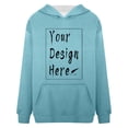 thumbnail image 6 of Ediodpoh Women's Autumn and Winter Solid Color Thin Style Plus Size Pocket Long Sleeved Hooded Sweatshirt Pullover Sweatshirt Womens Hoodies Sky Blue M, 6 of 9