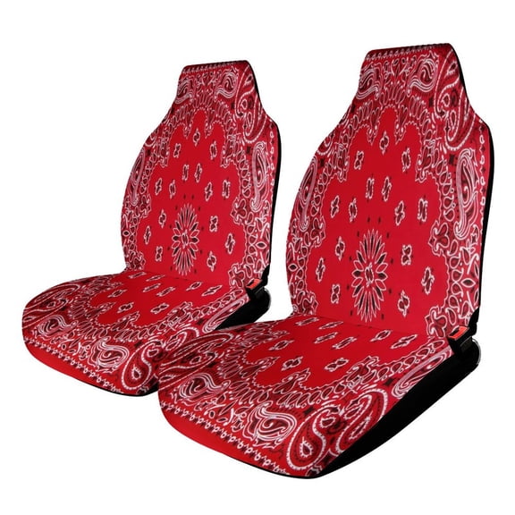 Bandana - Red Art Car Seat Covers Front Seats Universal Fit for Cars SUV Truck Auto Interior Accessories