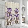 thumbnail image 5 of Purple Iris Shower Curtain Set - 48" x 72" Washable Bathtub Curtain with 12 Hooks, Spring Vintage Butterfly Leaves Flowers Beige Waterproof Fabric Stall Shower Curtains for Bathroom/Bathtub Décor, 5 of 6