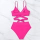 thumbnail image 5 of Trajes de baño Amzcrzy Tankini para mujer, trajes de baño, trajes de baño, bikini, traje de baño de color sólido para mujer + bañador y bikini dividido de moda, traje de baño rosa fuerte, L, 5 of 7