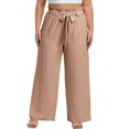 thumbnail image 3 of Cueply Womens Wide Leg Pants Plus Size Elastic Tie Knot Lounge Pants Loose Trousers with Pockets, 3 of 5