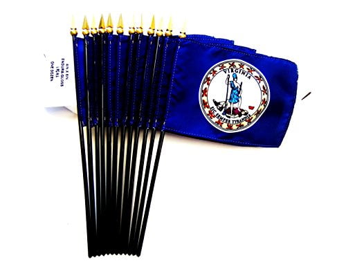 Pack Of 12 Flag Virginia US States USA Desk Table Flags & Gold Bases 6" x 4" 