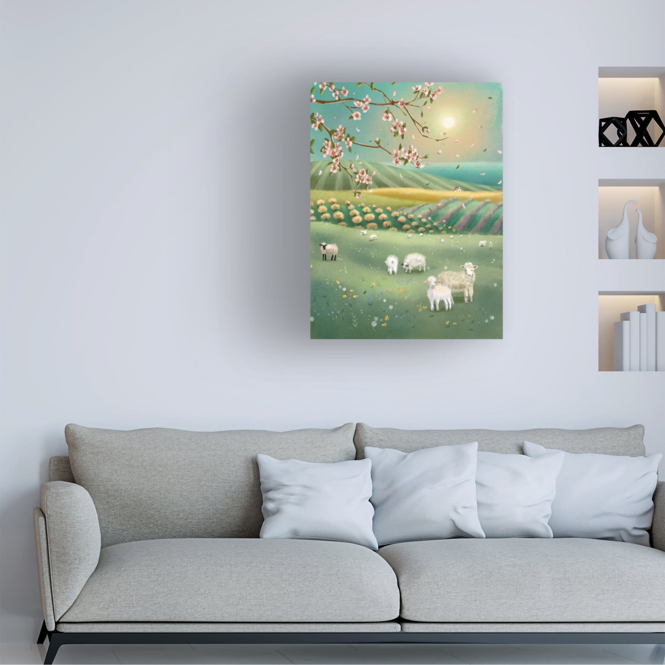 Canvas Wall Art - Christine Rotolo 'Sheep On The Farm' Wall Art for Living Room, Bedroom, or Office Décor by Trademark Fine Art - 35 x 47 Inches