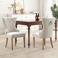 thumbnail image 4 of Vanity Art Button Tufted Velvet Upholstered Dining Chair with Wooden Legs | Contemporary Accent Chairs for Dining Room Living Room Comfortable Armless Leisure Padded Chairs, Set of 2, UC-10T, 4 of 11