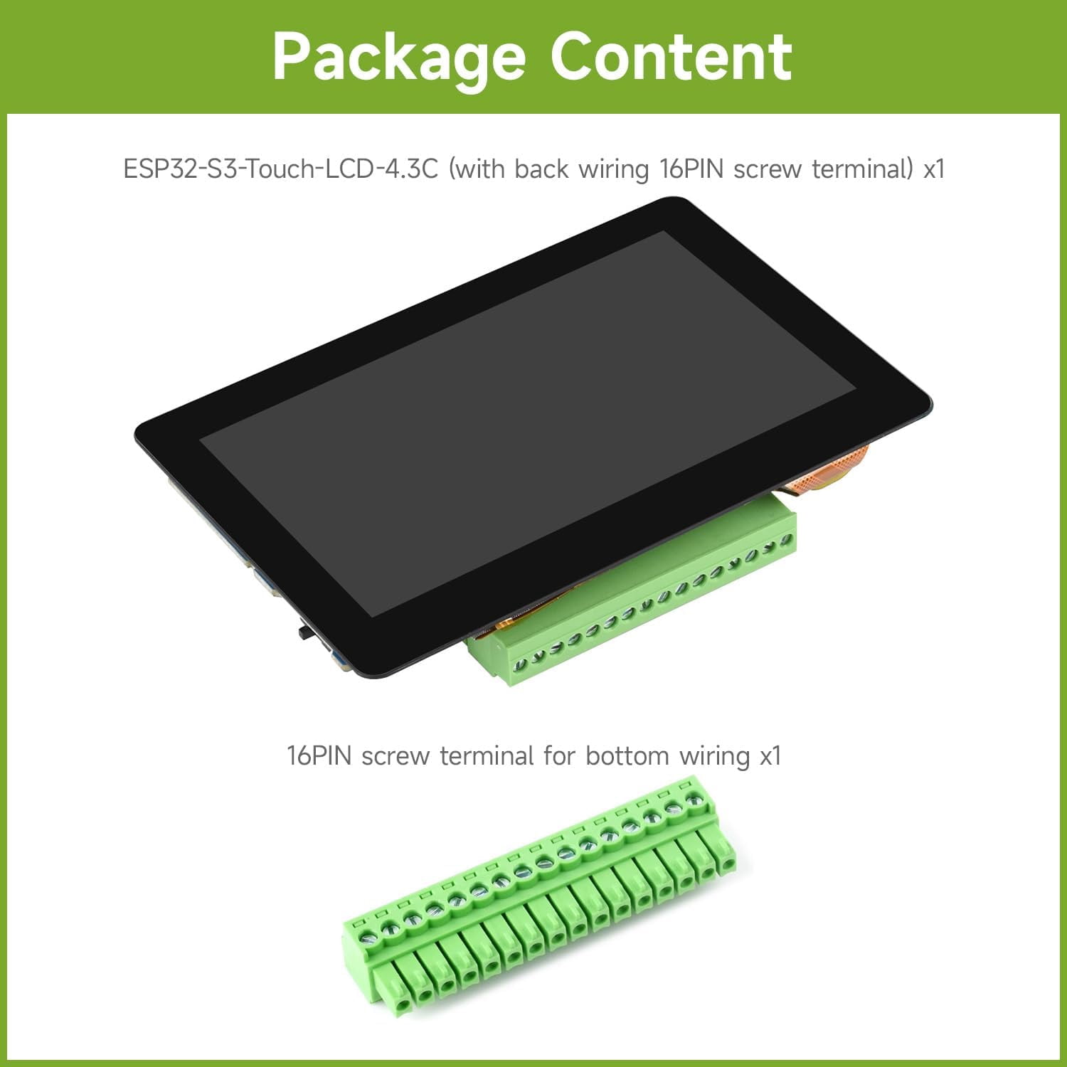ESP32-S3 4.3inch AI Voice Touch Display Development Board, 800 × 480 Resolution, 5-Point Touch, Dual-MIC Array, Supports 2.4GHz Wi-Fi & BLE 5