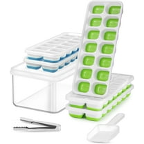 Ice Cube Trays Set, 5 Pack(70 pcs) Square Ice Cube Tray for Freezer with Bin, BPA Free & Odor Free for Cocktail, Coffee, Storage Baby Food, Effortless Ice Making