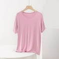 thumbnail image 2 of BLVB Womens Modal Sleep Shirts Comfy Loose Pajama Tops Round Neck Solid Color Short Sleeve Lounge Tee Shirts, 2 of 6