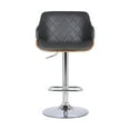 thumbnail image 3 of Toby Gray Faux Leather Adjustable Height Swivel Walnut Wood and Chrome Bar Stool, 3 of 6