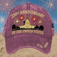 thumbnail image 2 of 250th Anniversary USA Hat 1776-2026, Commemorative Embroidered Patriotic Baseball Cap, Adjustable American Heritage Sun Hat for Men & Women, 2 of 3