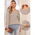 thumbnail image 2 of DARING DIVA Women's Long Sleeve Crewneck Fitted Pullover Sweaters XS Camel, 2 of 6