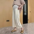 thumbnail image 2 of Edvintorg Maternity Pants Women's Fashion Solid Color High Waisted Over The Belly Supported Lounge Wide Leg Trousers with Pockets Plus Size Pregnancy Clothes for Women, 2 of 7
