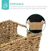 Best Choice Products Set of 4 Multipurpose Stackable Seagrass Storage Laundry Organizer Baskets w/ Handles - Natural