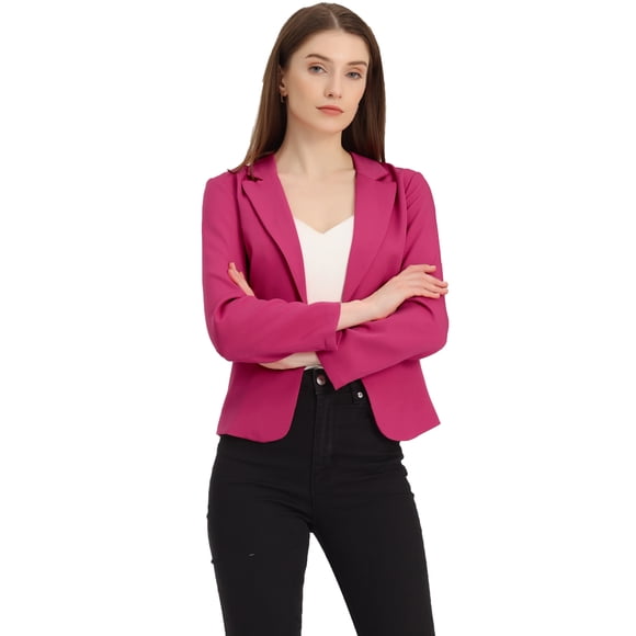 Chaqueta abierta de la chaqueta del traje de la cosecha del trabajo de la oficina del frente de las mujeres Rosas M