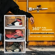 3pc Acrylic Clear Shoe Box, Stackable Storage Box With Magnetic Side Opening