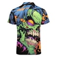 thumbnail image 5 of Psychedelic Zombie Skull Print Men Zipper T-shirt Summer Casual Short Sleeve T-shirt Top, 5 of 7