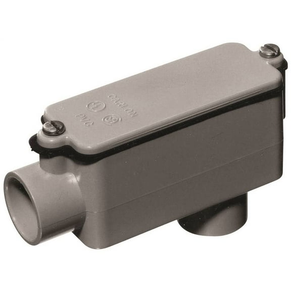 Carlon E986GR Conduit Body, 1-1/4 in Hub, PVC, Gray