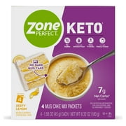 ZonePerfect Keto Mug Cake, Zesty Lemon, True Keto Macros, Made With MCTs, 1.62 oz packet, 4 Count
