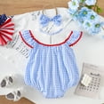 thumbnail image 4 of Baby Romper Fly Sleeve Independence Day 4Th Of July Print Rompers Bodysuit Baby Girl Onesies Blue 0 Months-3 Months, 4 of 6