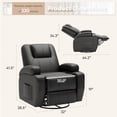 thumbnail image 7 of Lumihaven 360° Swivel Recliner Oversized Massage Rocking Chair Nursery Chair Power Living Room Furniture With Two Cup Holder,PU Black, 7 of 7