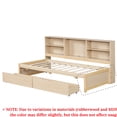 thumbnail image 6 of Twin Daybed Frame With Side Shelves, Charging, Natural Appearance Drawers, Hue, 6 of 7