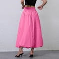 thumbnail image 4 of Women's High Waist Maxi Skirt with Elastic Wide Waistband Loose Fit A Line Long Skirt Casual Solid Flared Hem Design Pink XL, 4 of 6
