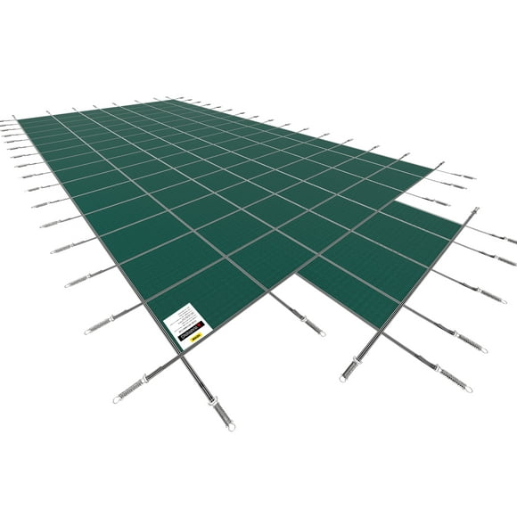 VEVOR Pool Safety Cover Fits 20 x 40 ft Rectangle Inground Safety Pool Cover Green Mesh with 4 x 8 ft Center End Steps Solid Pool Safety Cover for Swimming Pool Winter Safety Cover