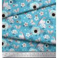 thumbnail image 3 of Soimoi Polyester Crepe Fabric Robin,Butterfly & Anemone Floral Decor Fabric Printed Yard 52 Inch Wide, 3 of 3