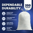 thumbnail image 5 of Plasticplace 8 Gallon Trash Bags -White Drawstring Garbage Can Liners - 200 Count - Leak-Resistant and Tear-Proof for Kitchen, Bathroom, Office, and Small Trash Cans 0.7 Mil, 5 of 7