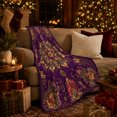 thumbnail image 3 of Purple Lotus Mandala with Gold Filigree, Mystic Boho Style for Mandala Lovers, Jewel Tone Floral Pattern and Birthday Gift, Cozy Flannel Blanket for Bedroom and Meditation Room, Boho Home Decor, 3 of 9