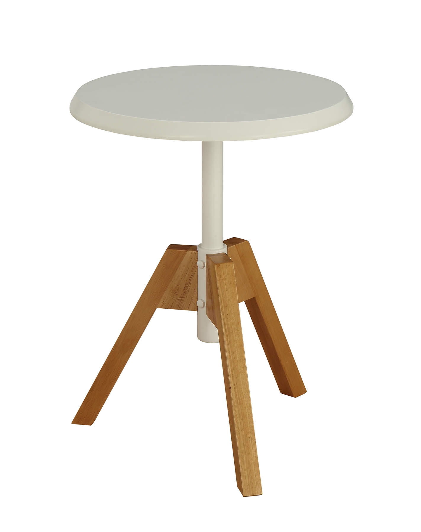 ACME Lumina Round End Table in White and Natural Tripod
