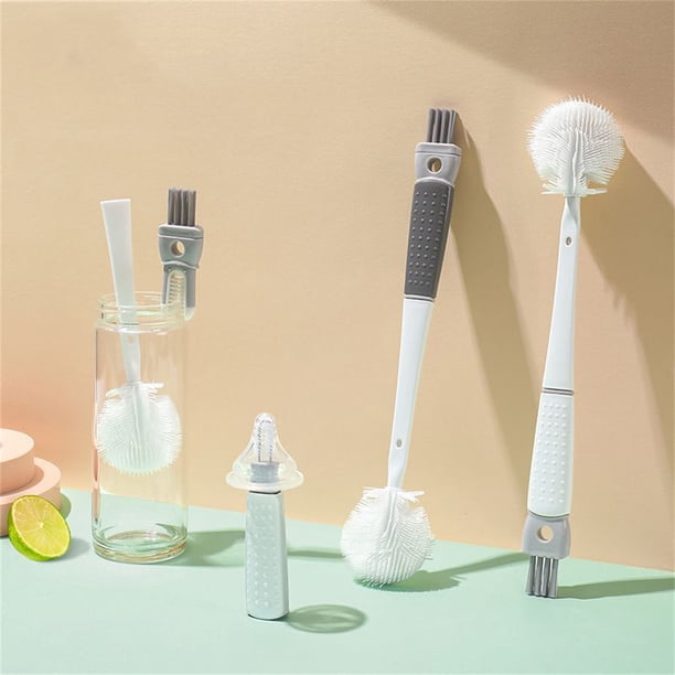 Cepillo Para Tazas Cepillo para botellas con mango largo,desmontable,multiusos,para limpiar tazas y hervidores,con orificio para colgar (gris oscuro,1 pieza). Rkxzt