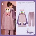 thumbnail image 4 of Pijamas largos de otoño e invierno para mujer, para parejas, de algodón, terciopelo coral, forro polar grueso, para el hogar, 4 of 5