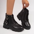 thumbnail image 6 of Purcolt Ankle Boots for Women Dressy Casual PU Leather Round Toe Block Heel Lace-up Short Booties Comfort Slip on Dress Shoes Streetwear with Side Zipper, 6 of 9