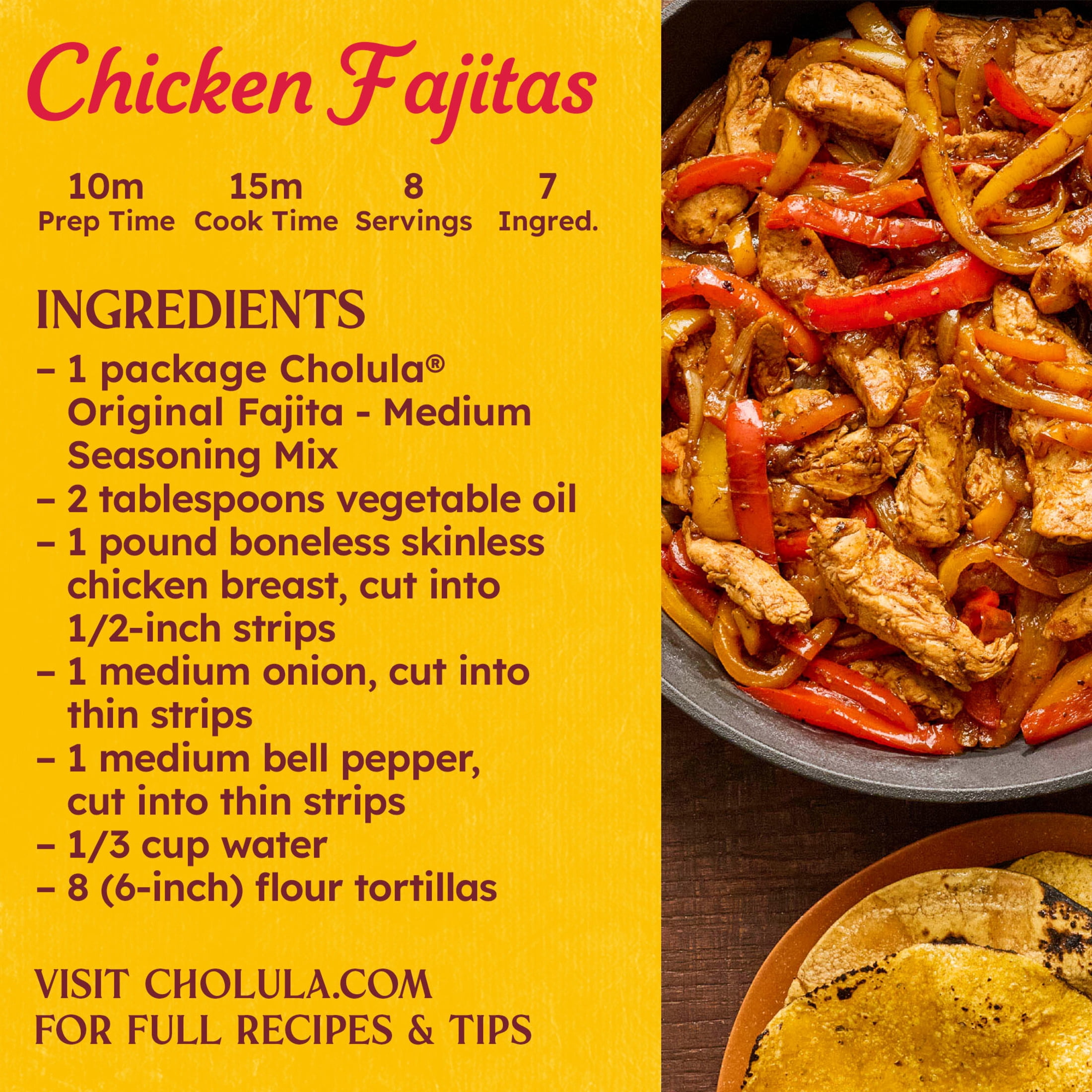 Cholula Original Fajita - Medium Seasoning Mix, 0.87 oz Bag