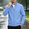 thumbnail image 2 of TRUNZI Water‑Resistant Jackets for Men Zip Up Long Sleeves Stand Collar Lightweight Elastic Cuff Windbreaker Casual Outerwear with Zipper Pockets,Sky Blue,Size XS, 2 of 9