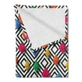thumbnail image 2 of Geometric Soft Flannel Fleece Throw Blanket, Lively Colored and 3D Styled Diamond Gemstone on Black and White Backdrop, Cozy Plush for Indoor and Outdoor Use, 70" x 90", Multicolor, by Ambesonne, 2 of 5