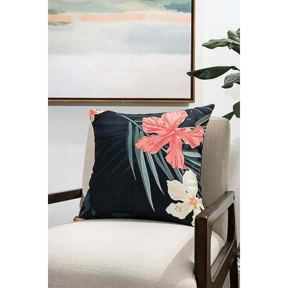 Ada Home Decor Decorative Square Throw Pillow, 18" x 18", Dark Greenery Printed