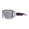 thumbnail image 6 of Locs USA Flag Oversized Wrap Around Gangster Plastic Biker Sunglasses [White - Silver Mirror], 6 of 7