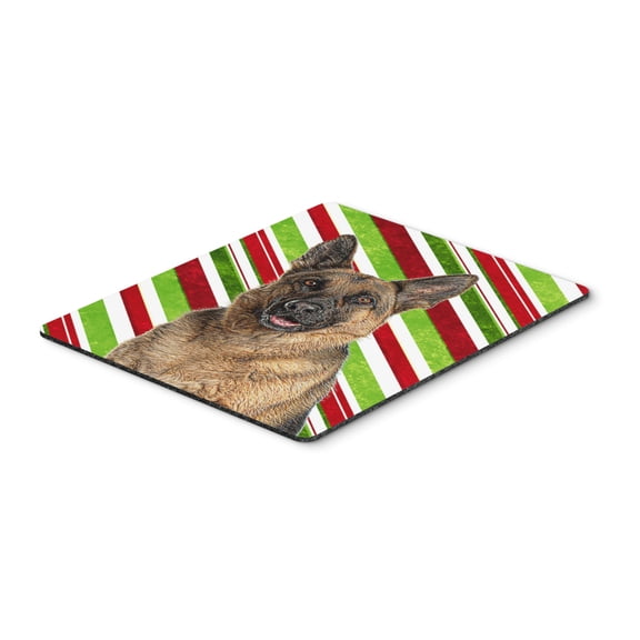 "Candy Cane Holiday Christmas German Shepherd Mouse Pad Hot Pad or Trivet"