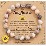 Sunflower Bracelet, Natural Stone, Inspirational Jewelry Gift for Women, Daughter, Niece, Granddaughter, Adults