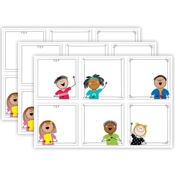 Creative Teaching Press Stick Kids 6" Designer Cut-Outs, 36 Per Pack, 3 Packs